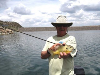 Mark Nesbit shows off a Navajo Lake Bluegill