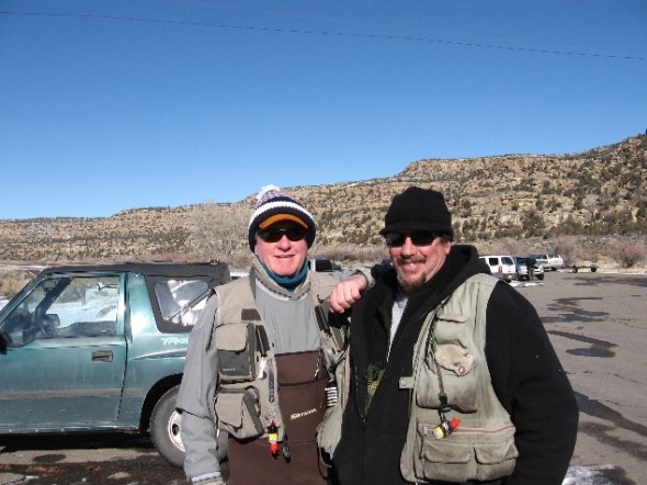 Tim McCarthy and Karl Moffatt outfitted for winter fishing on the San Juan River in northwestern New Mexico.