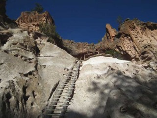 The climb to Alcove House at Bandelier National Monument requires four sets of ladders ascending some 140-feet. It's worth the view.