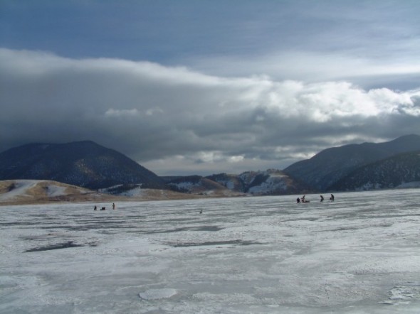 Anglers on the ice at Eagle Nest Lake NM