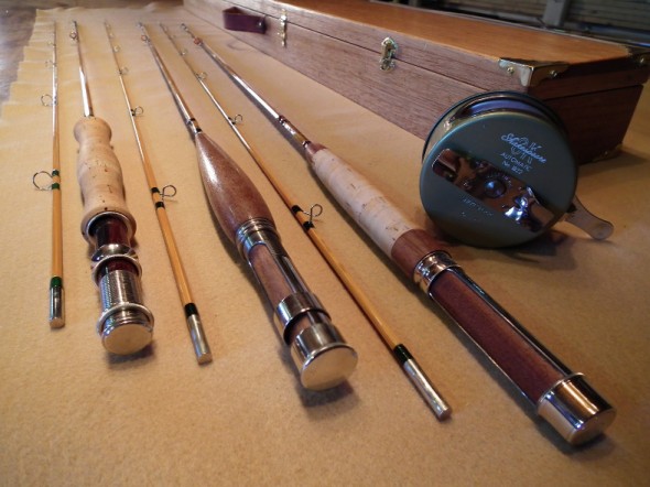 A selection of rod hand crafted by Bruce Smith of SweetRock RodSmiths.