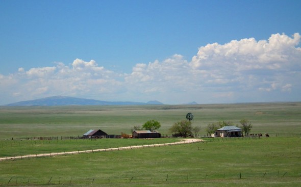 Ranch house on New Mexico plains.