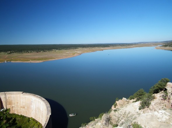 Bluewater dam and lake as seen from overlook