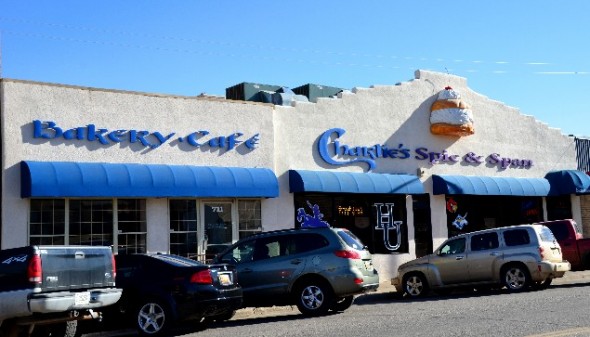 Exterior of Charlies Spic and Span Restaurant in Las Vegas NM.